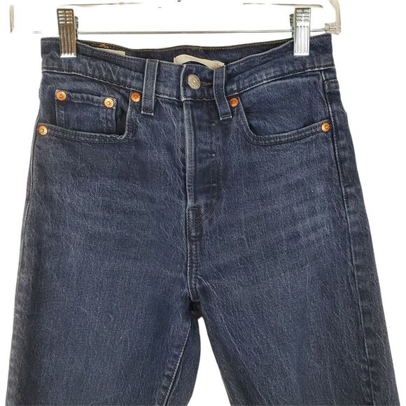 LEVIS Wedgie Distressed Denim Jeans Wild Bunch Black High Rise Premium Vtg Wash - Picture 3 of 11